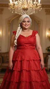 Indian Woman In Her Late 30s With Very Fat With Platinum Blonde Side Braid
