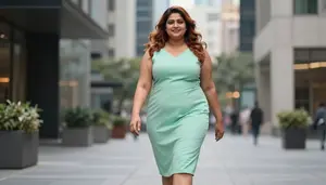 Indian Woman In Her Late 30s With Large And Curvy Figure With Copper Wavy Hair