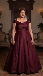 Indian Woman In Her 40s With Pear Shaped Figure With Light Brown Chignon Wearing