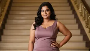 Indian Young Woman In Her 20s With Robust Figure With Black Textured Hair