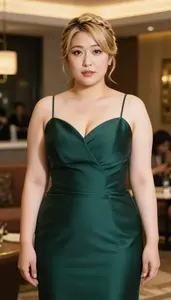 Japanese Woman In Her Early 30s With Pear Shaped Figure With Blonde Braided