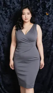 Japanese Woman In Her Late 30s With Buxom Figure With Black Wavy Hair Wearing