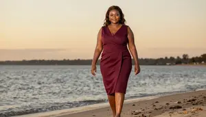 Kenyan Woman In Her Late 30s With Extra Fat With Brunette Half Up Half Down