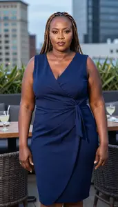 Kenyan Woman In Her 50s With Fat With Light Brown Braided Hairstyle Wearing