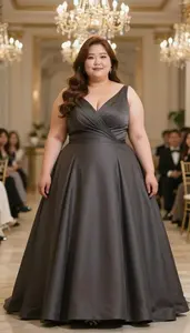Korean Woman In Her Mid 20s With Plus Size Figure With Light Brown Long Flowing