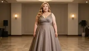 Korean Woman In Her 40s With Chubby Figure With Honey Blonde Loose Waves Wearing