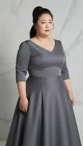 Korean Woman In Her 40s With Extra Fat With Jet Black High Ponytail Wearing