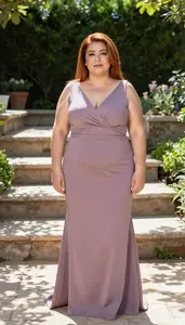 Lebanese Mature Woman With Fat With Copper Straight Hair Wearing Mauve Modest V