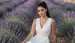 Lebanese Woman In Her Mid 20s With Slim Figure With Jet Black High Ponytail