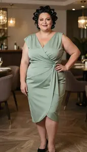 Light Skinned Mature Woman With Large And Curvy Figure With Black Victory Rolls