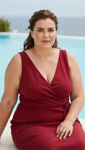 Light Skinned Woman In Her 50s With Obese With Brunette Half Up Half Down