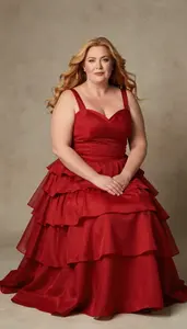 Light Skinned Woman In Her 50s With Hourglass Figure With Strawberry Blonde Long
