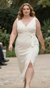 Light Skinned Woman In Her Early 30s With Big And Curvy Figure With Light Brown