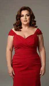 Mediterranean Mature Woman With Big And Curvy Figure With Chestnut Layered Hair