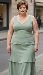 Mediterranean Woman In Her Late 30s With Hourglass Figure With Chestnut Short