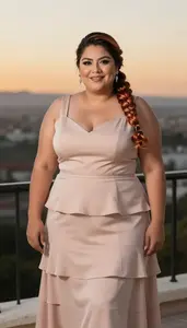 Mexican Woman In Her Early 30s With Heavyset Figure With Copper Side Braid