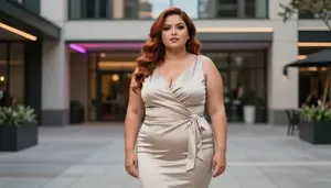 Mexican Woman In Her Early 30s With Soft And Curvy Figure With Auburn Loose