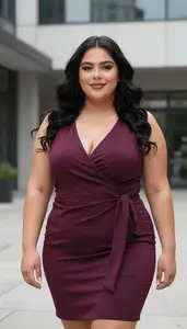 Mexican Woman In Her Mid 20s With Buxom Figure With Black Loose Waves Wearing