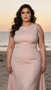 Middle Eastern Woman In Her Late 30s With Pear Shaped Figure With Dark Brown