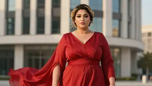 Middle Eastern Woman In Her Late 30s With Heavyset Figure With Dark Blonde