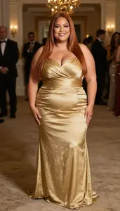 Mixed Race Mature Woman With Large And Curvy Figure With Auburn Straight Hair