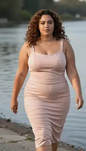 Mixed Race Woman In Her Mid 20s With Large And Curvy Figure With Chestnut