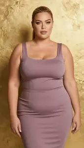 Mixed Race Woman In Her Mid 30s With Voluptuous Figure With Honey Blonde Sleek