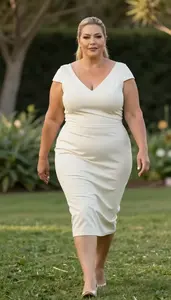 Mixed Race Woman In Her 50s With Robust Figure With Blonde Sleek Ponytail