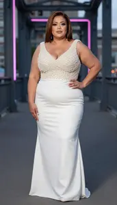 Multiracial Woman In Her 40s With Curvy Figure With Brunette Straight Hair