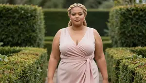 Multiracial Woman In Her Mid 30s With Large Build Figure With Blonde Braided
