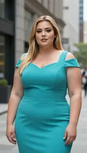 Multiracial Woman In Her Mid 30s With Plus Size Figure With Honey Blonde