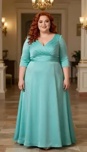 Multiracial Young Woman In Her 20s With Large And Curvy Figure With Red Natural