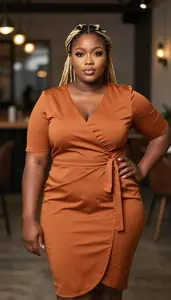 Nigerian Woman In Her Early 20s With Curvy Figure With Blonde Side Braid Wearing