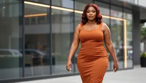 Nigerian Woman In Her Late 30s With Voluptuous Figure With Red Shoulder Length