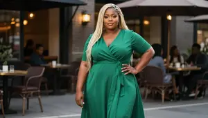 Nigerian Woman In Her Mid 30s With Curvy Figure With Platinum Blonde Braided