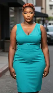 Nigerian Young Woman In Her 20s With Large Figured Figure With Copper Short
