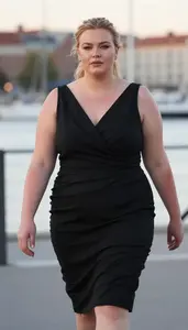 Nordic Woman In Her Mid 30s With Plus Size Figure With Strawberry Blonde Half Up