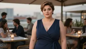 Persian Woman In Her Early 20s With Robust Figure With Light Brown Short Pixie