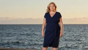 Scandinavian Woman In Her 40s With Heavy With Blonde Shoulder Length Hair