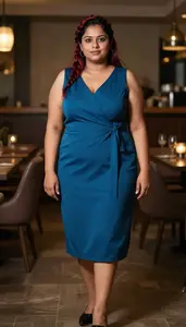 South Asian Woman In Her Early 30s With Large Build Figure With Red Braided
