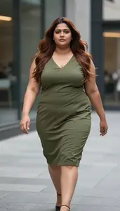 South Asian Woman In Her Mid 30s With Heavyset Figure With Chestnut Long Flowing