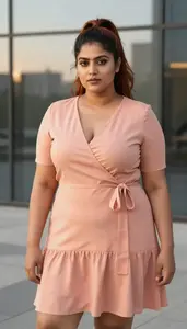 South Asian Young Woman In Her 20s With Fat With Chestnut High Ponytail Wearing