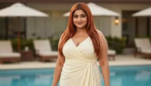 Sri Lankan Woman In Her Early 20s With Curvy Figure With Copper Straight Hair