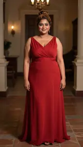 Sri Lankan Woman In Her Late 20s With Generous Figure With Light Brown Elegant