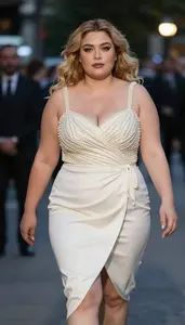Turkish Woman In Her Mid 30s With Full Figured Figure With Blonde Textured Hair