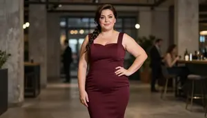 Turkish Woman In Her 40s With Generous Figure With Dark Brown Side Braid Wearing