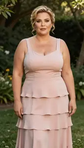Warm Toned Mature Woman With Large Figured Figure With Honey Blonde Elegant Updo