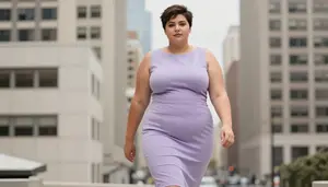 Warm Toned Woman In Her Early 20s With Buxom Figure With Dark Brown Short Pixie