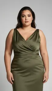 Warm Toned Woman In Her Early 30s With Fat With Dark Brown Half Up Half Down