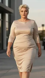 Warm Toned Woman In Her Mid 20s With Full Figured Figure With Platinum Blonde